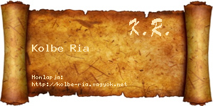 Kolbe Ria névjegykártya